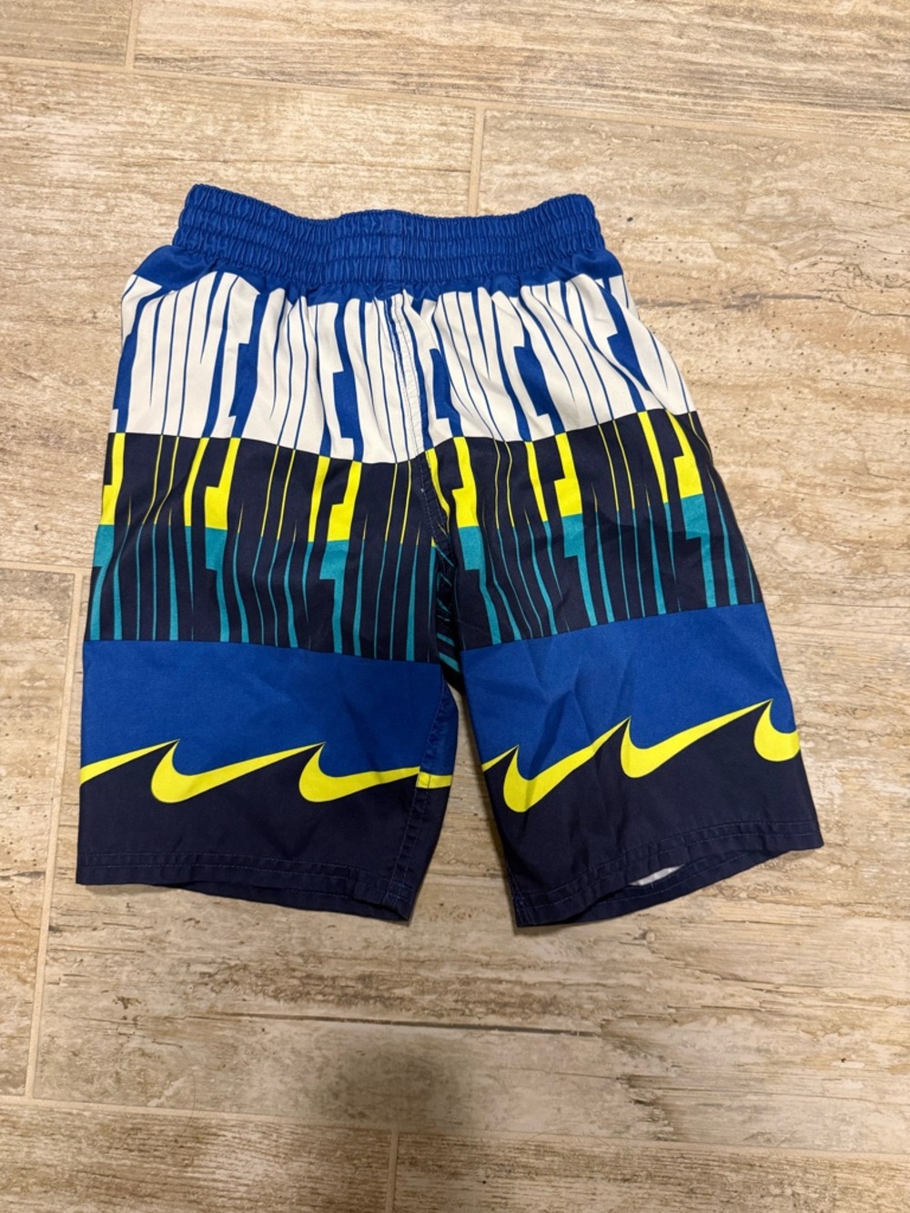 Nike Boys' Blue & Yellow Graphic Swim Shorts